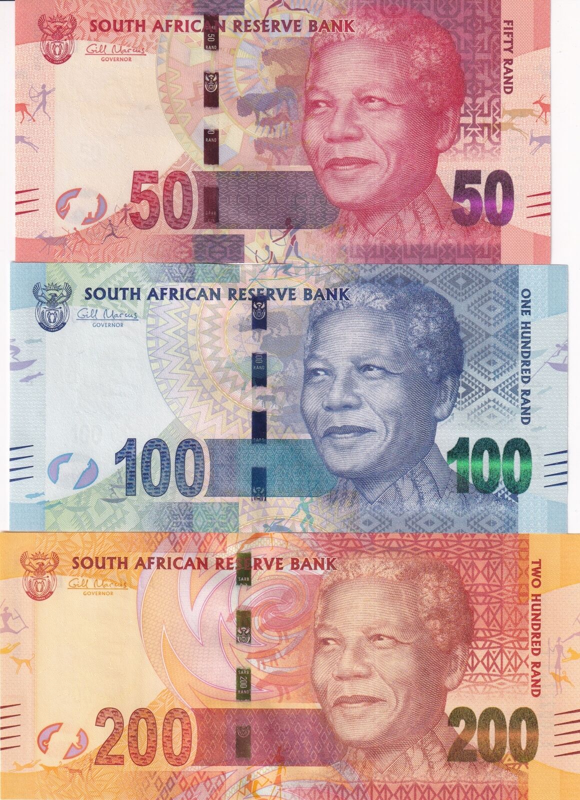 South Africa Set 3 PCS 50 100 200 Rands ND 2012 P P 135 P 136 P 137 UNC