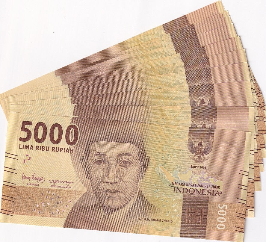 Indonesia 5000 Rupiah 2016/Mixed Year P 156 UNC LOT 10 PCS 1/10 BUNDLE