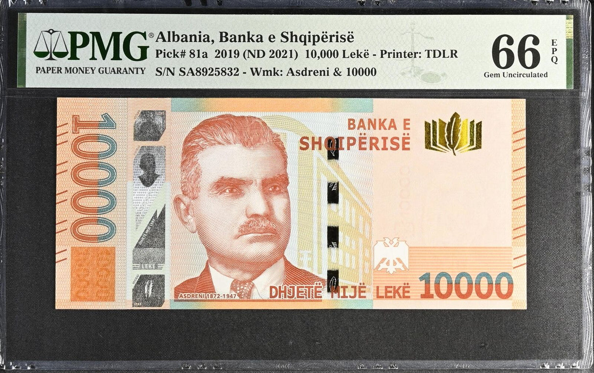Albania 10000 Leke 2019 ND 2021 P 81 a Gem UNC PMG 66 EPQ