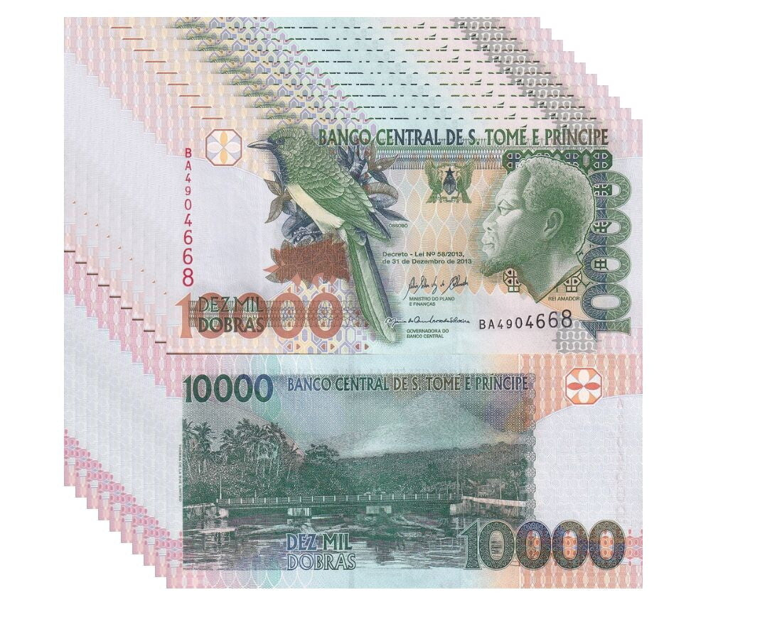 Saint Thomas & Prince 10000 Dobras 2013 P 66 d UNC Lot 10 Pcs