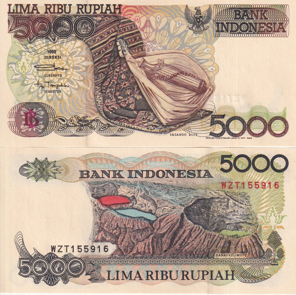 Indonesia 5000 Rupiah 1992/1998 P 130 g UNC