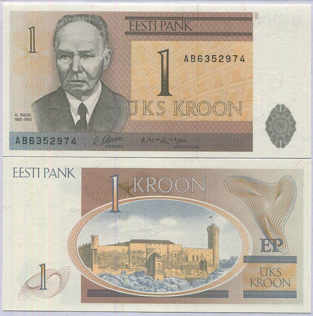 Estonia 1 Kroon 1992 P 69 UNC