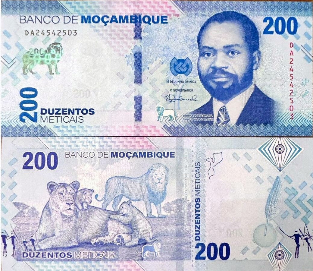 Mozambique 200 Meticais 2024 P 158 LION UNC