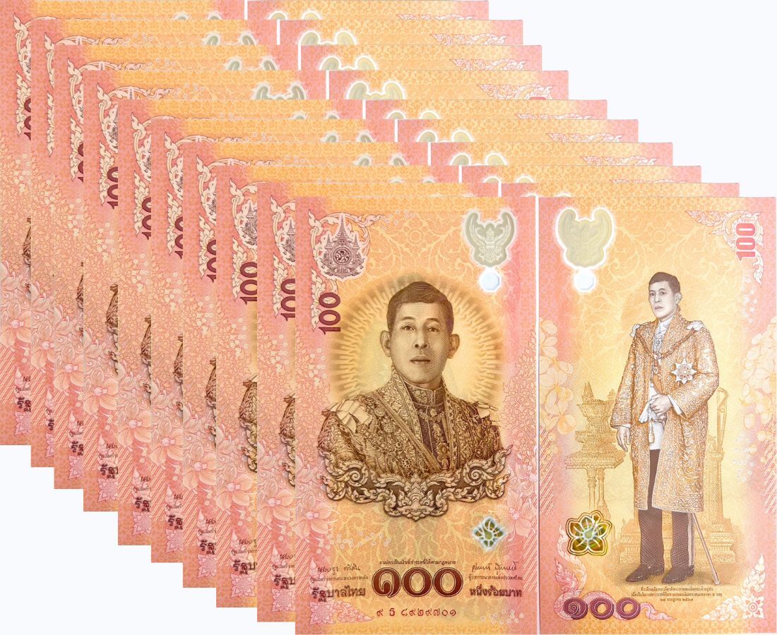 Thailand 100 Baht ND 2024 Commemorative P 143 NEW Polymer UNC LOT 10 PCS
