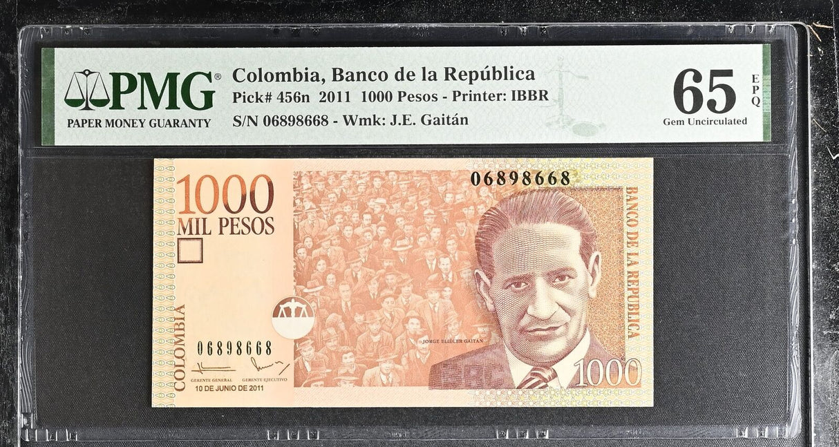 Colombia 1000 Pesos 2011 P 456 n Gem UNC PMG 65 EPQ