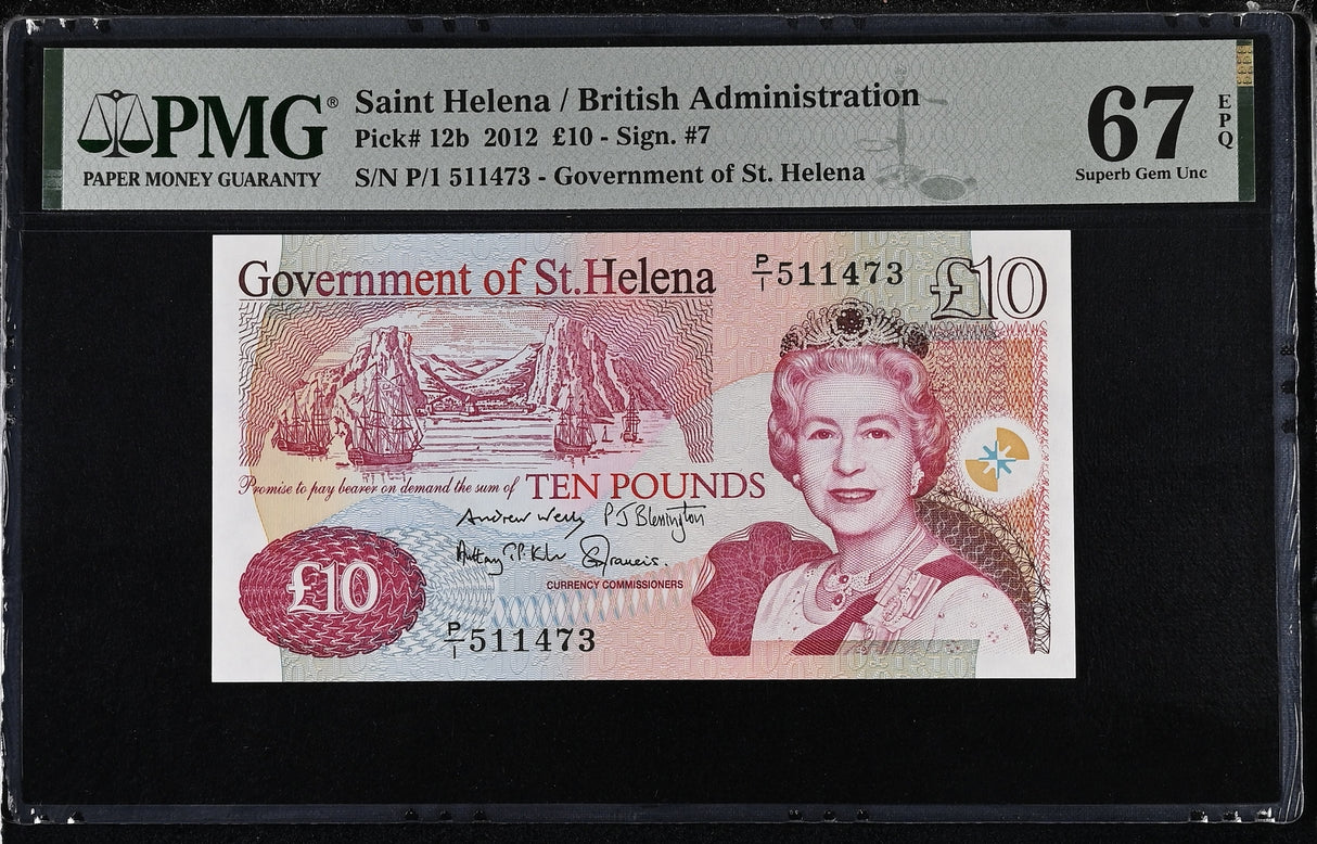 St. Helena 10 Pounds 2012 P 12 b Superb Gem UNC PMG 67 EPQ