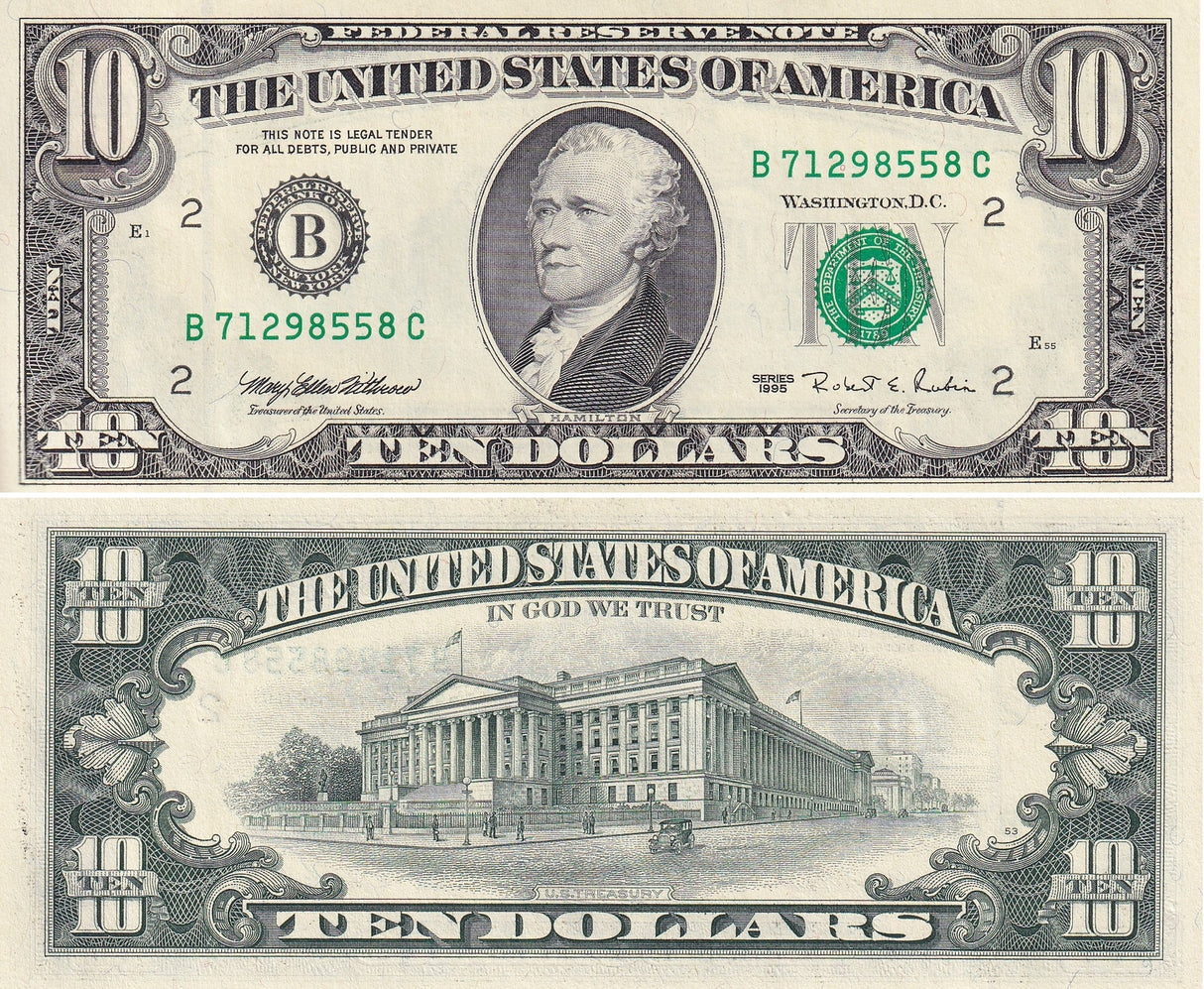 United States 10 Dollars USA 1995 P 499 New York NY "B" UNC