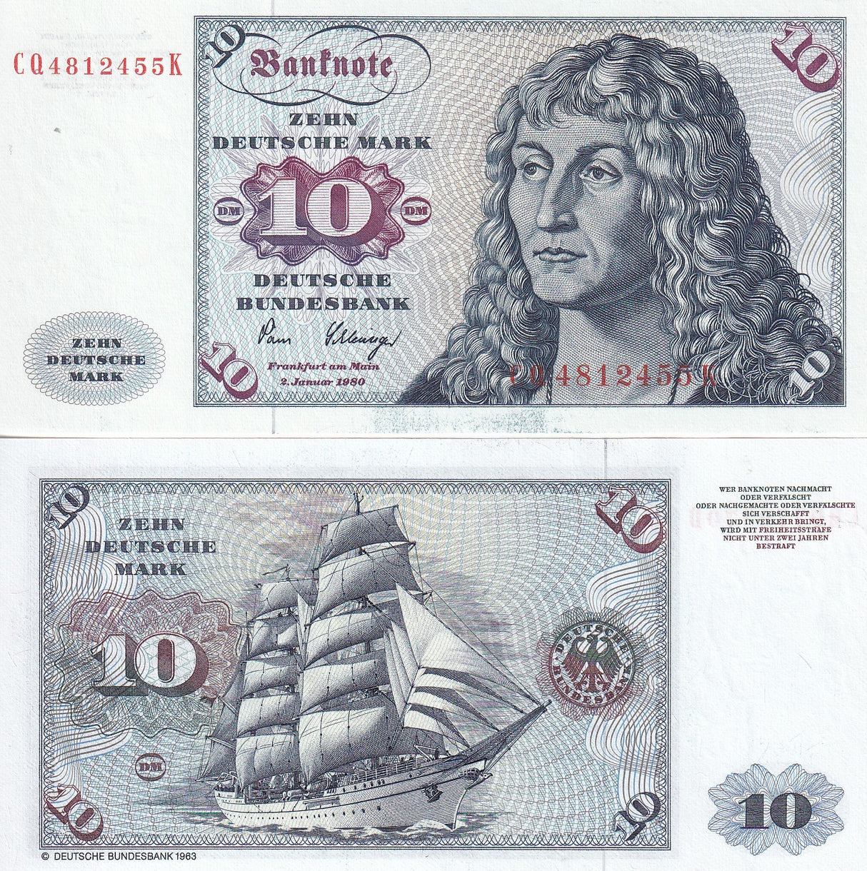Germany Federal Republic 10 Mark 1980 P 31 d UNC