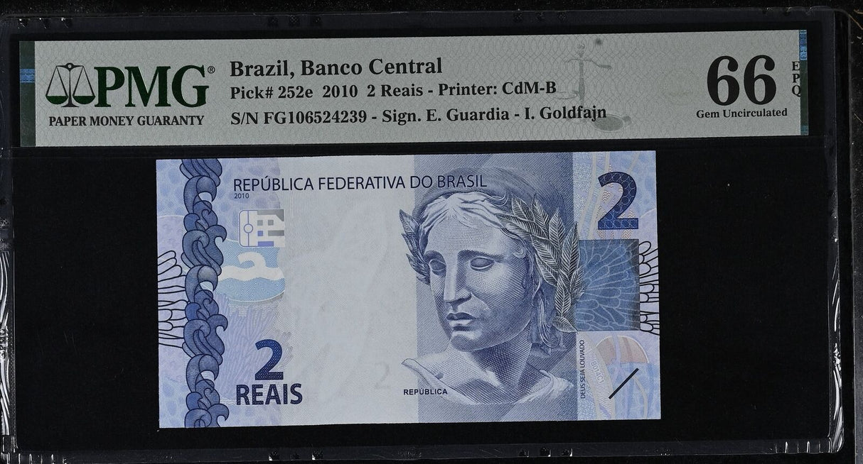 Brazil 2 Reais 2010 P 252 e Gem UNC PMG 66 EPQ