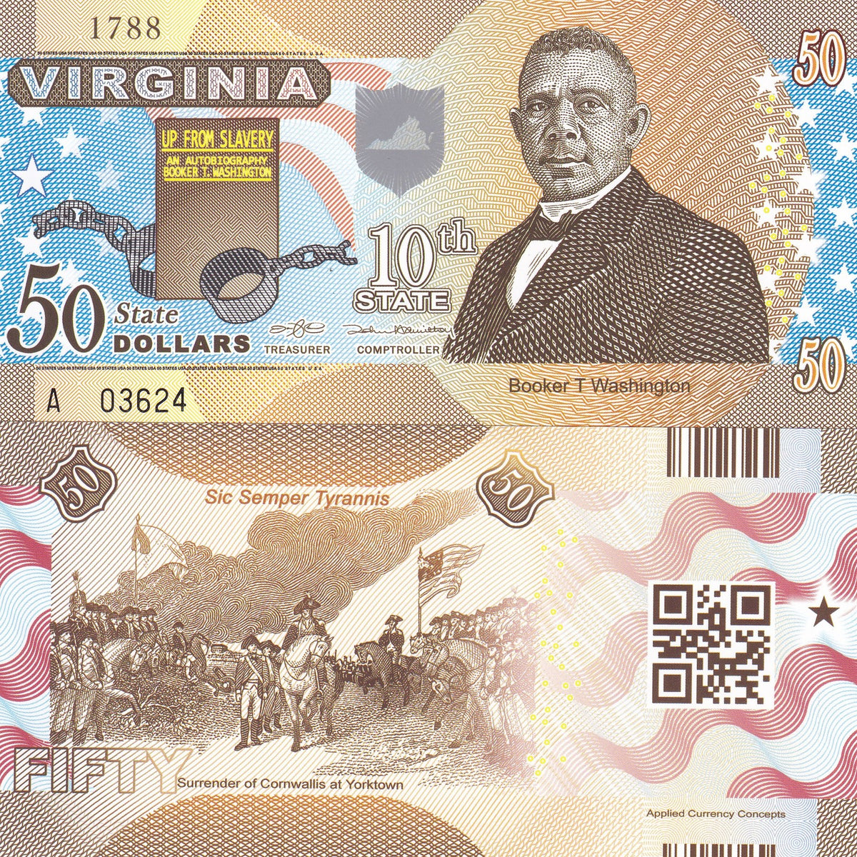 UNITED STATE USA. 50 DOLLAR 2014 VA VIRGINIA 10th STATE POLYMER Private issued