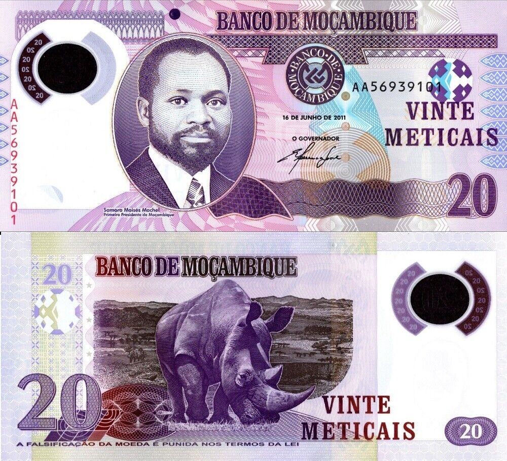 Mozambique 20 Meticais 2011 P 149 Polymer AA PREFIX UNC