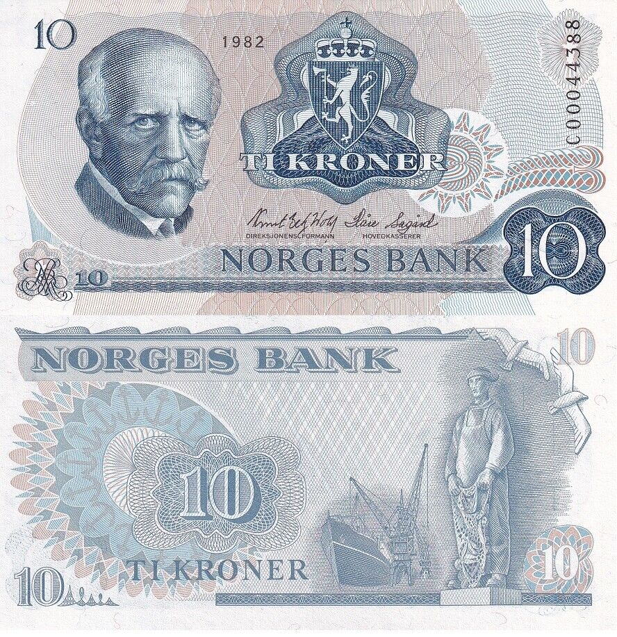 Norway 10 Kroner 1982 P 36 c UNC