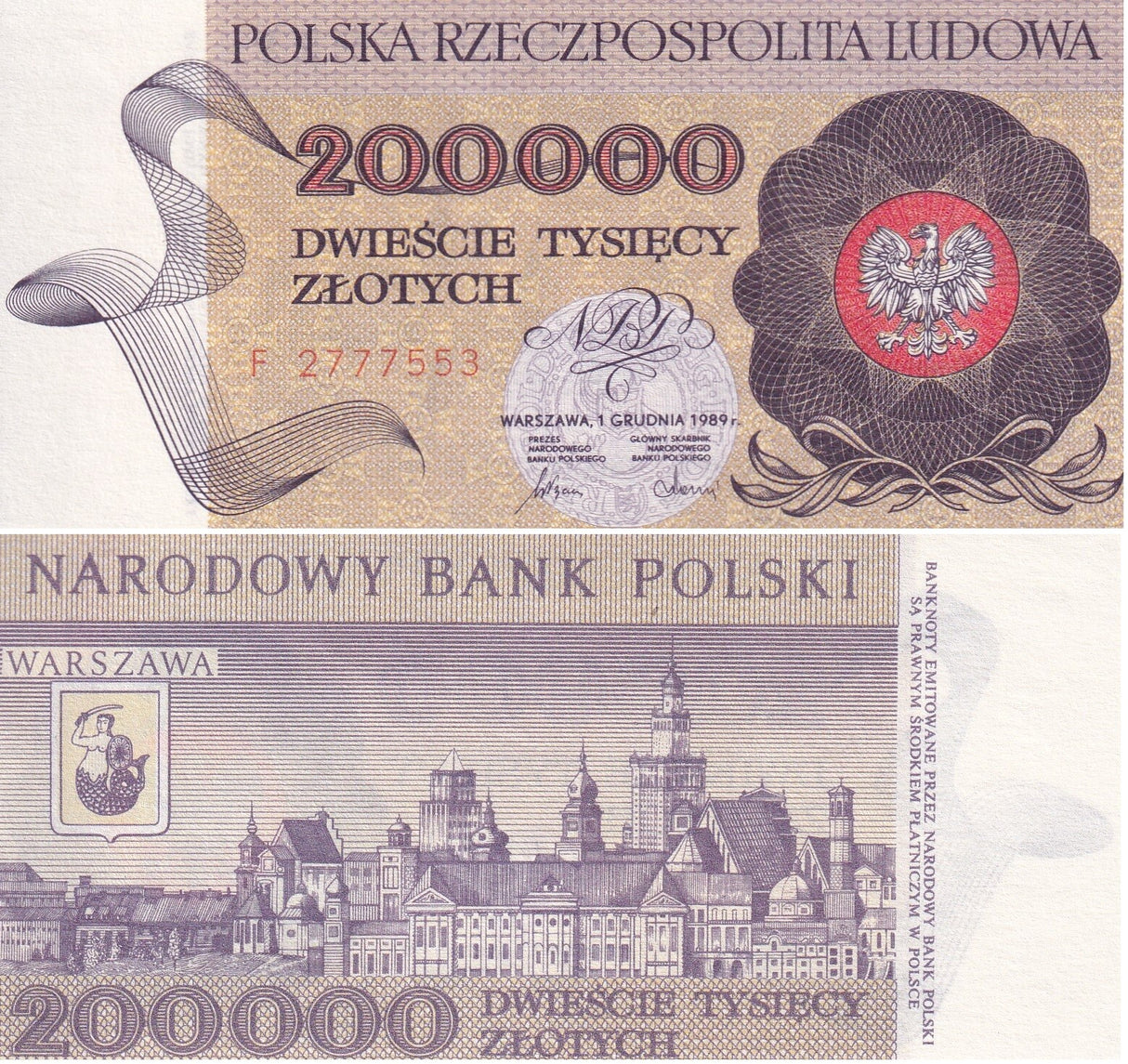 Poland 200000 Zlotych 1989 P 155 UNC