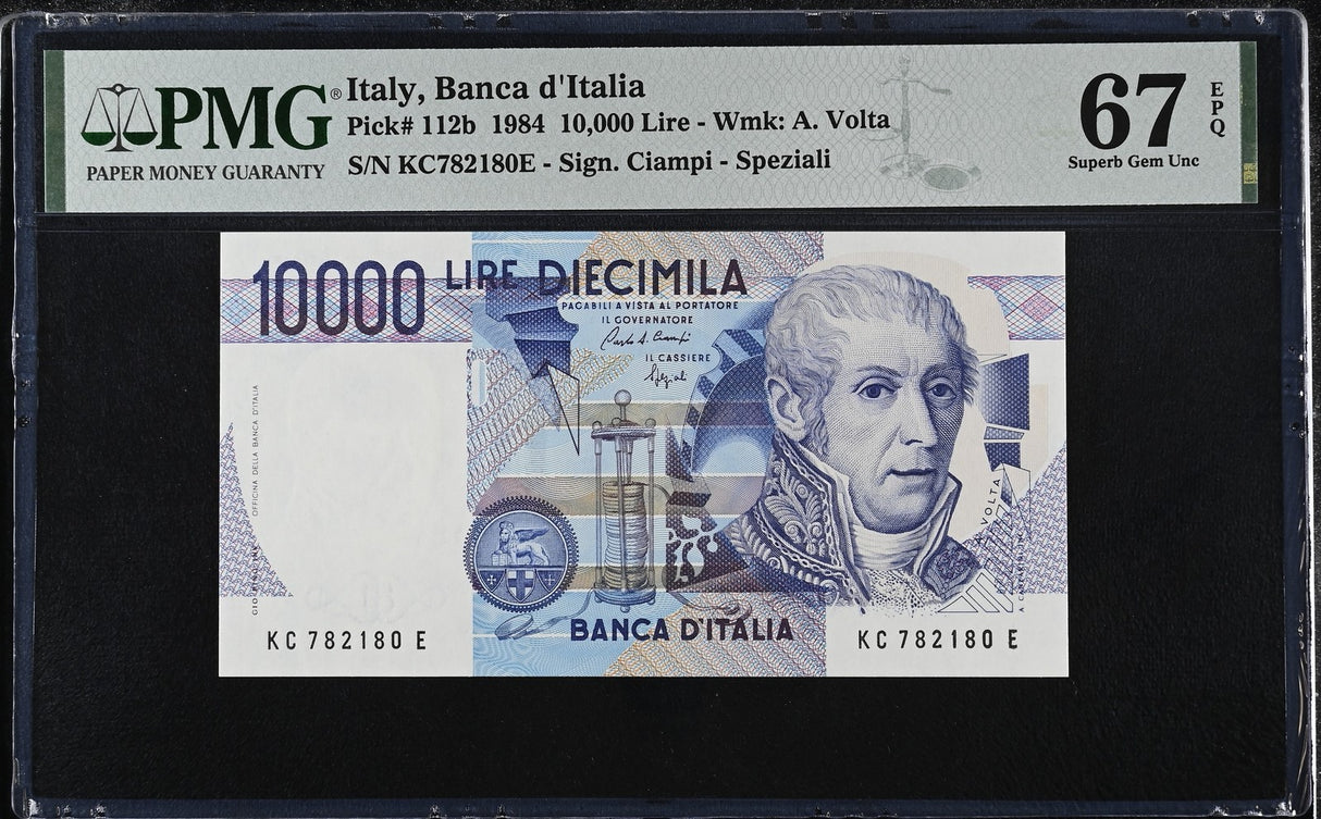 Italy 10000 Lire 1984 P 112 b CIAMPI Speziali Superb Gem UNC PMG 67 EPQ