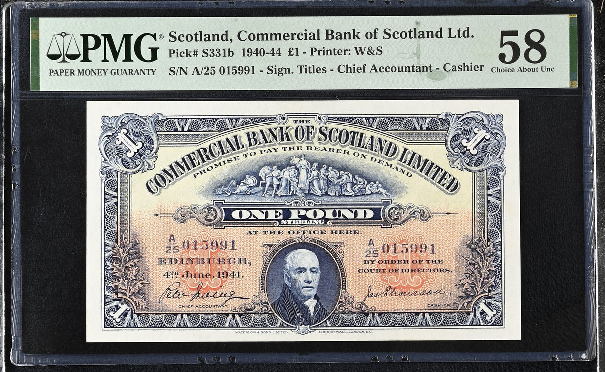 Scotland 1 Pounds 1941 P S331 b Choice About UNC PMG 58