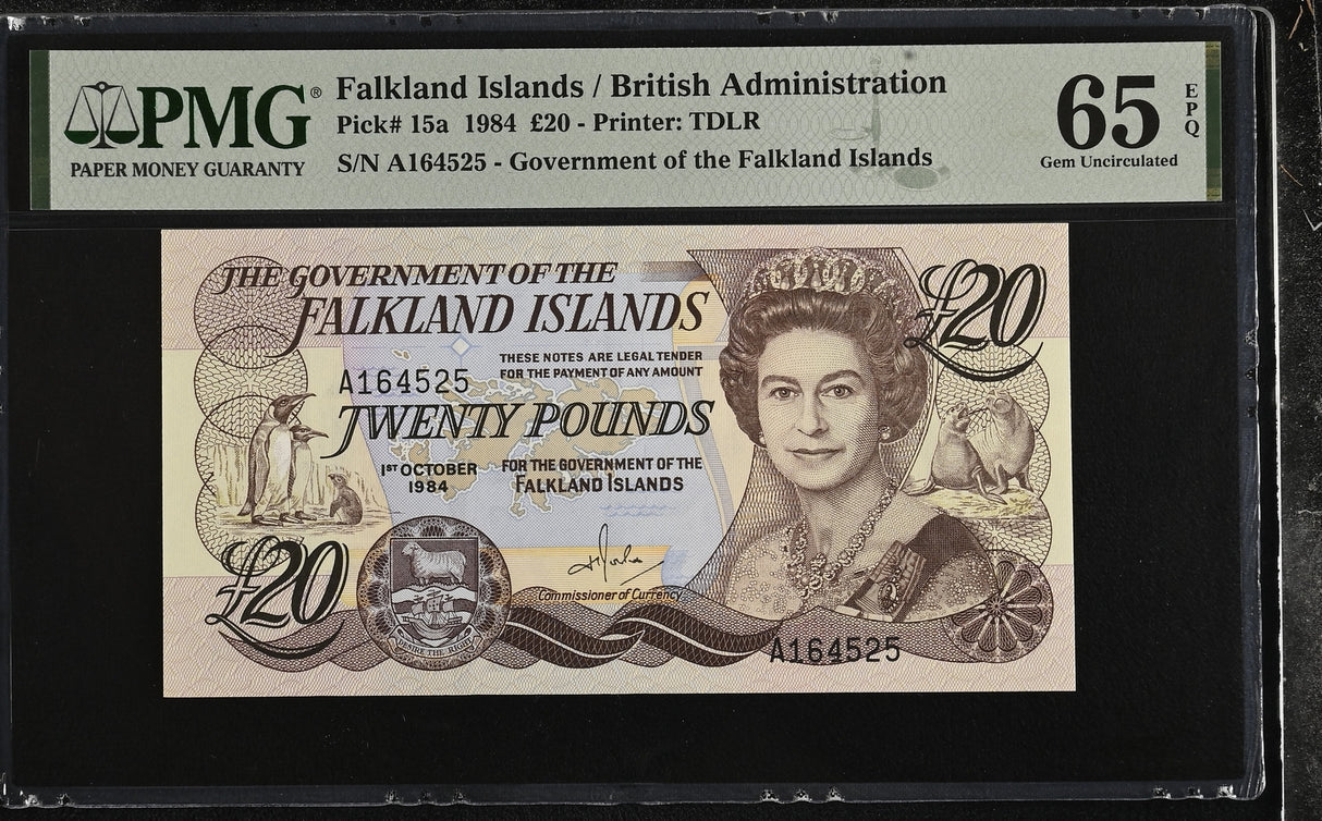 Falkland Islands 20 Pounds 1984 P 15 a Gem UNC PMG 65 EPQ