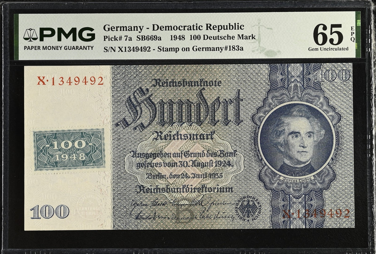 Germany 100 Deutsche Mark 1948 P 7 a Gem UNC PMG 65 EPQ