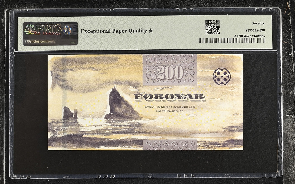 Faeroe Islands 200 Kronur 2011 P 31 Superb Gem UNC PMG 70 EPQ Extra Star TOP