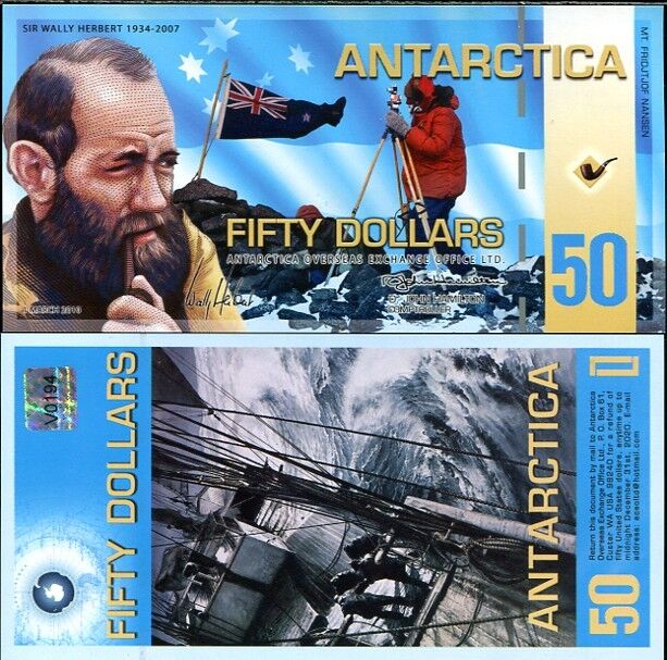 ANTARCTICA 50 DOLLARS 2010 COLOFUL POLYMER P NL UNC