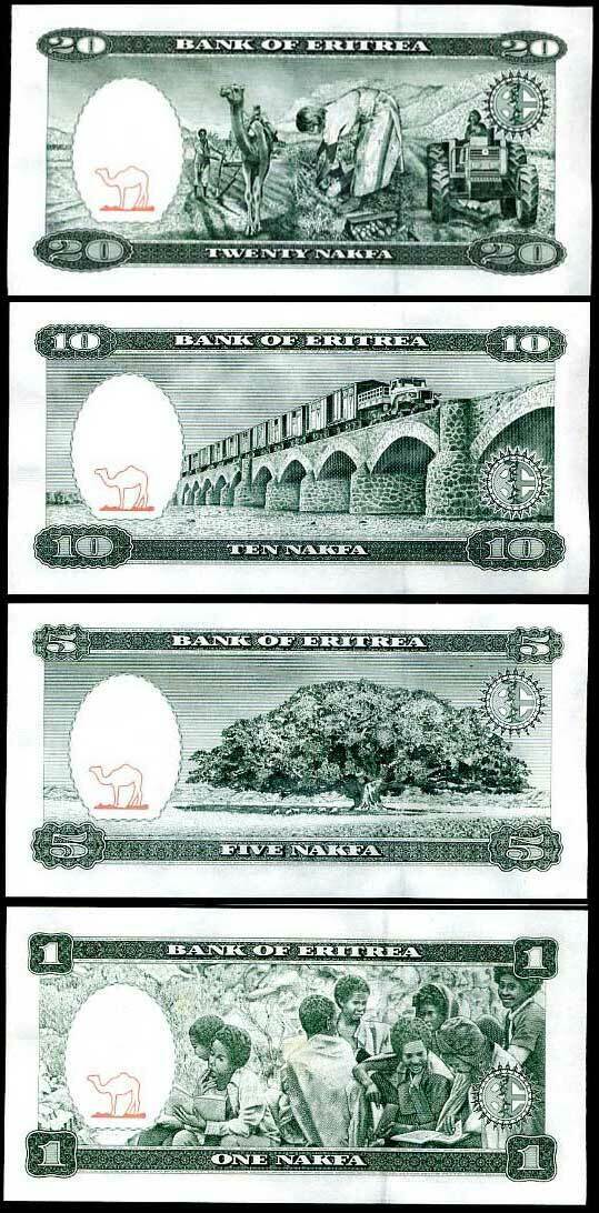 Eritrea Set 4 Pcs 1 5 10 20 NAKFA 1997 P 1 2 3 4 UNC