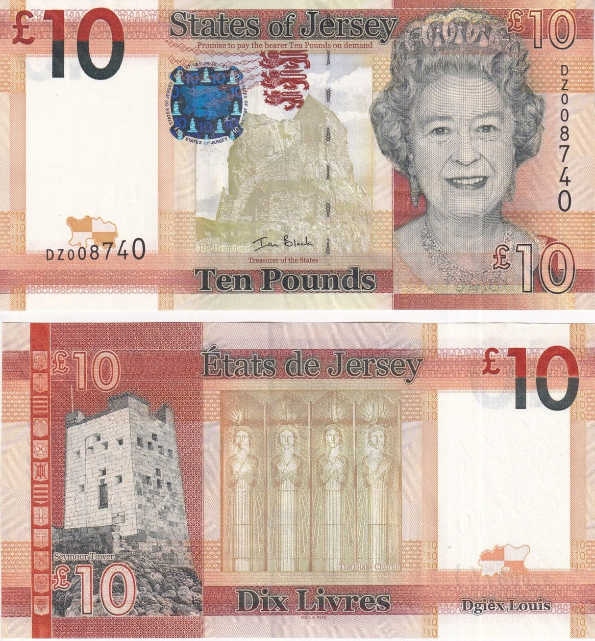 Jersey 10 Pound ND 2010 QEII Queen Replacement DZ P 34r UNC