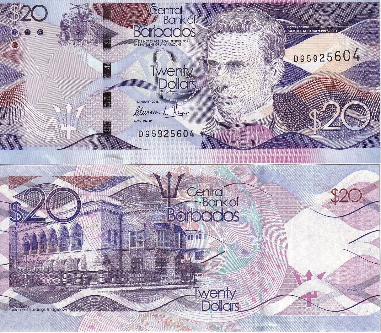 Barbados 20 Dollars 2018 P 76 UNC