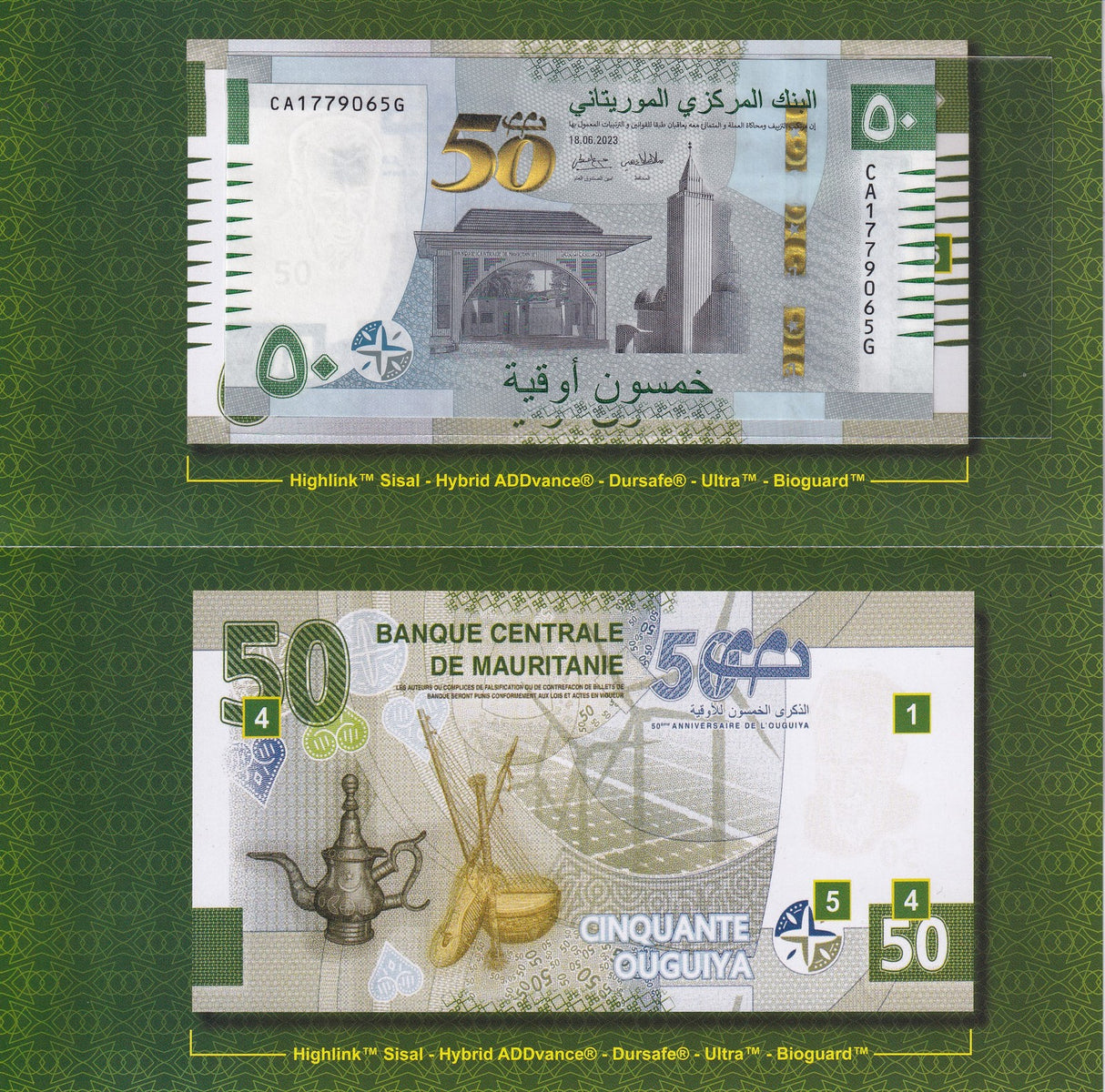 Mauritania 50 Ouguiya 2023 Commemorative Series C P 28 new UNC W/Folder