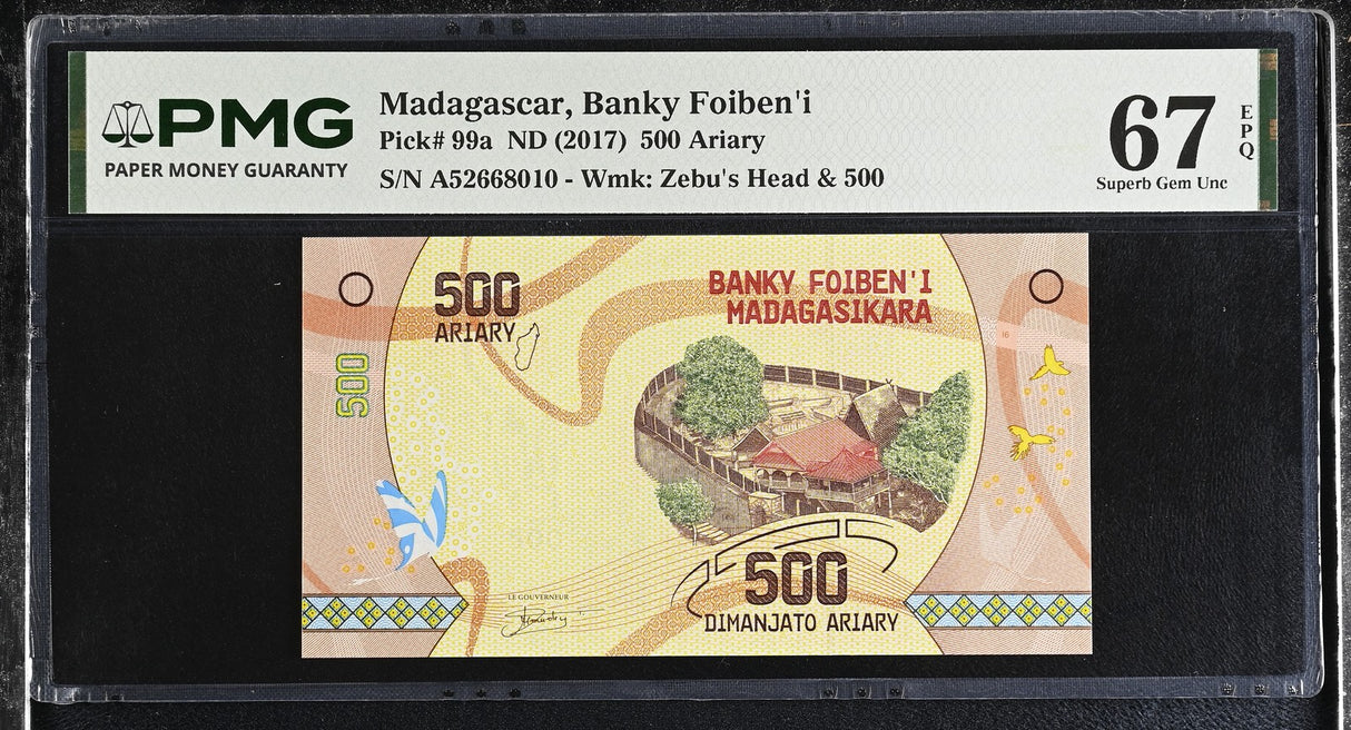 Madagascar 500 Ariary ND 2017 P 99 a Superb Gem UNC PMG 67 EPQ