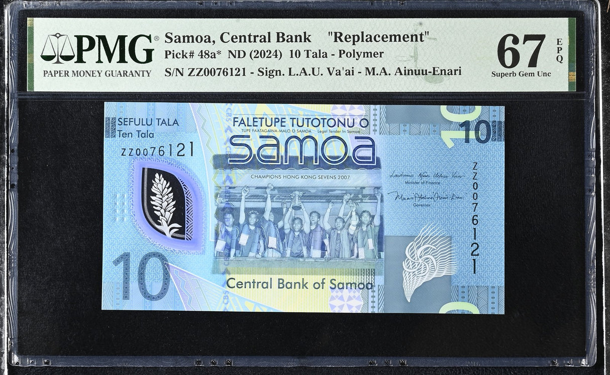 Samoa 10 Tala ND 2024 P 48 a* REPLACEMENT Polymer Superb Gem UNC PMG 67 EPQ
