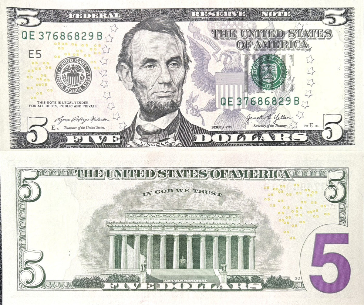 United States 5 Dollars Usa 2021 P 551 E Richmond UNC