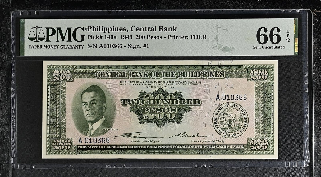 Philippines 200 Pesos 1949 P 140 a Gem UNC PMG 66 EPQ