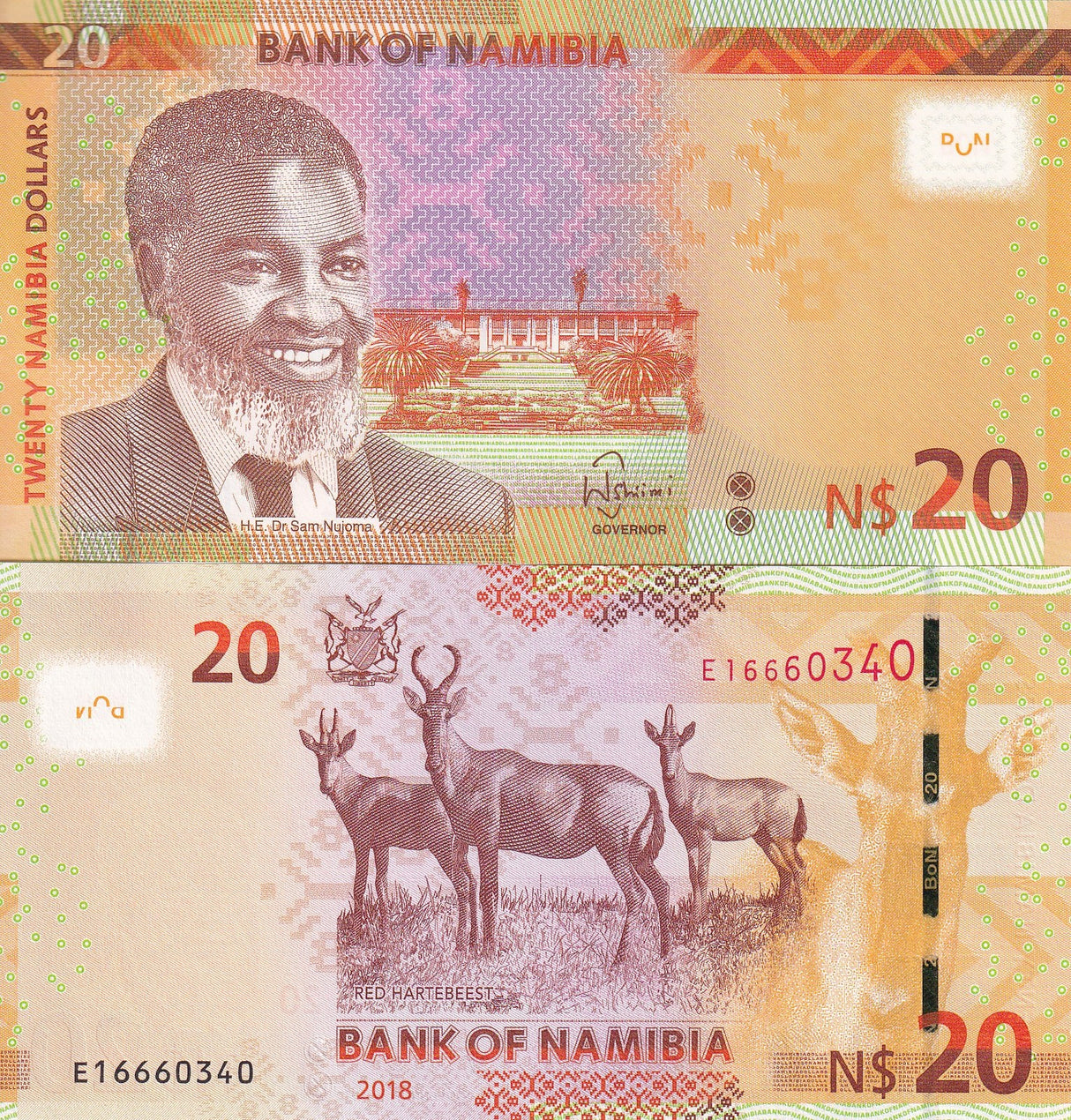 Namibia 20 Dollars 2018 P 17 UNC