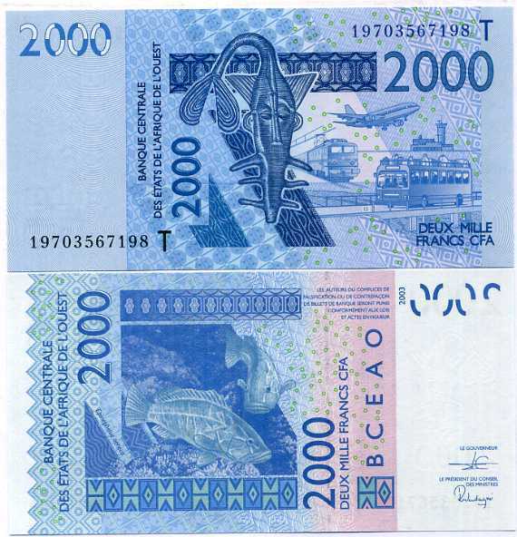 WEST AFRICAN STATE TOGO 2000 FRANCS 2003 / 2019 P 816 T UNC