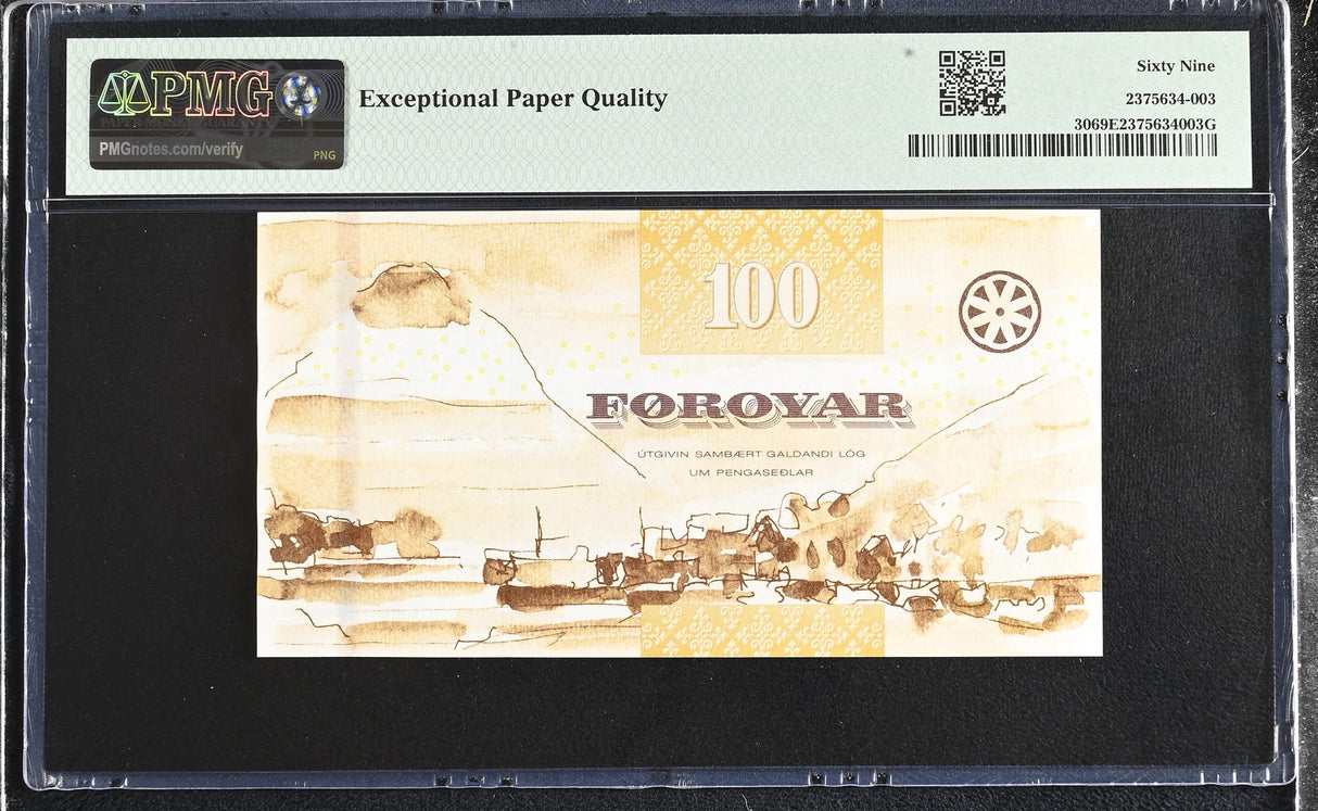 Faeroe Islands 100 Kronur 2011 P 30 Superb Gem UNC PMG 69 EPQ