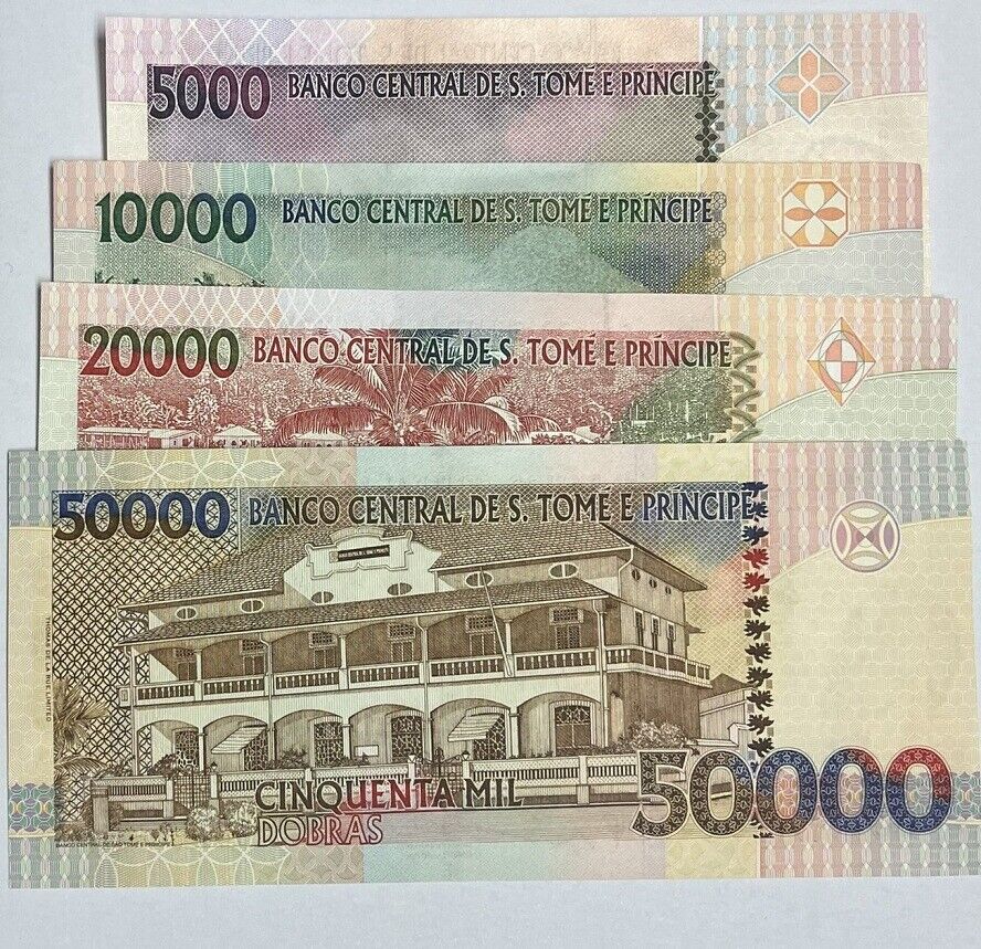 St. Thomas & Prince Set 4 Pcs 5000 10000 20000 50000 RANDOM DATE P 65-68 UNC