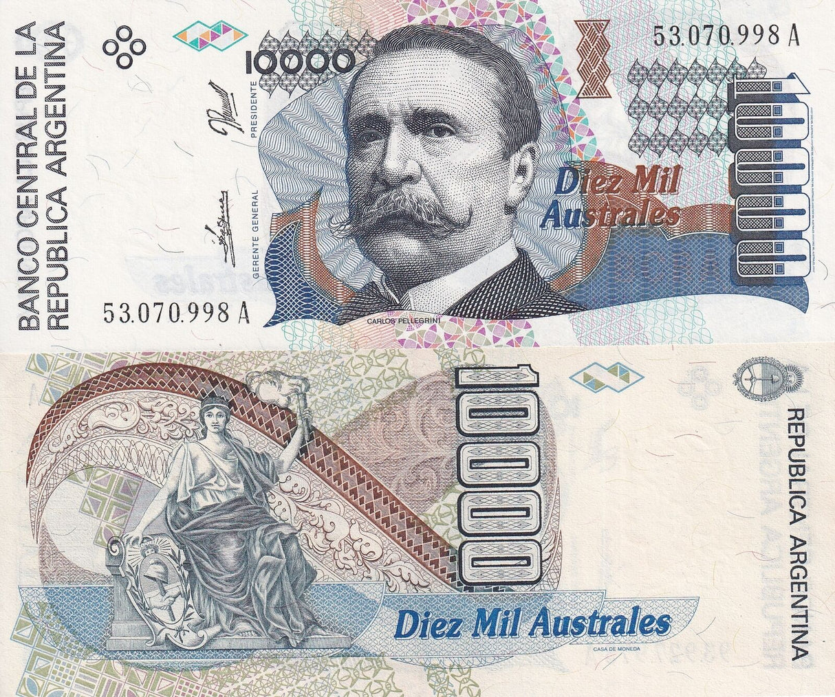 Argentina 10000 Australs ND 1989-91 P 334 AUnc