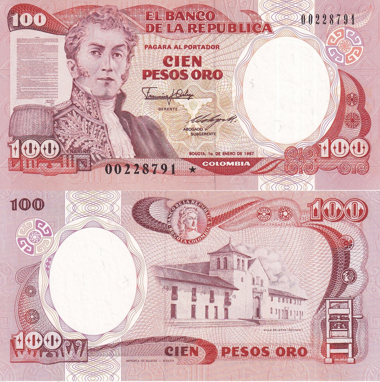 Colombia 100 Pesos 1987 P 426* Replacement AUnc