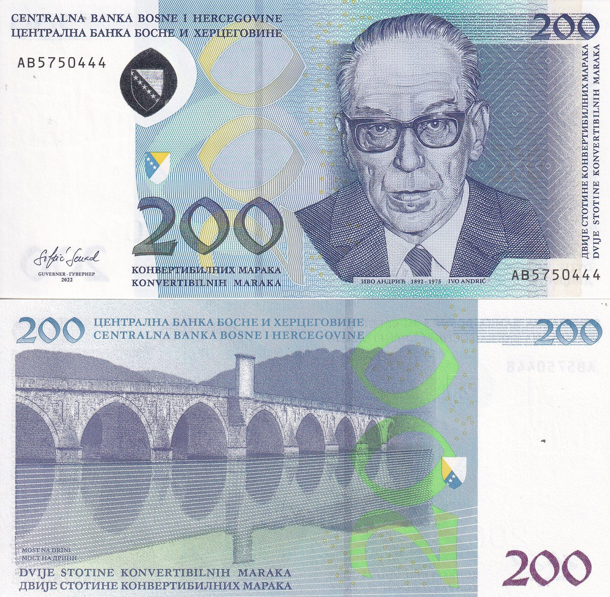 Bosnia & Herzegovina 200 Convert Maraka 2022 P 71 UNC
