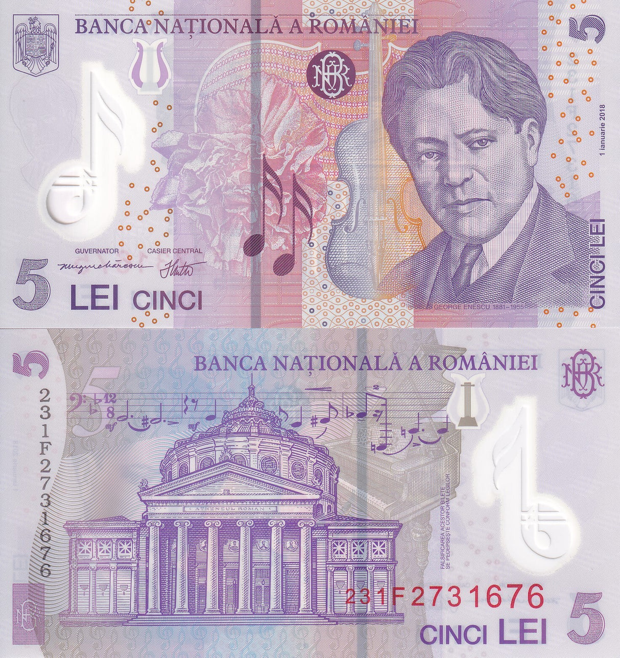 Romania 5 Lei 2018/2023 P 118 Polymer UNC