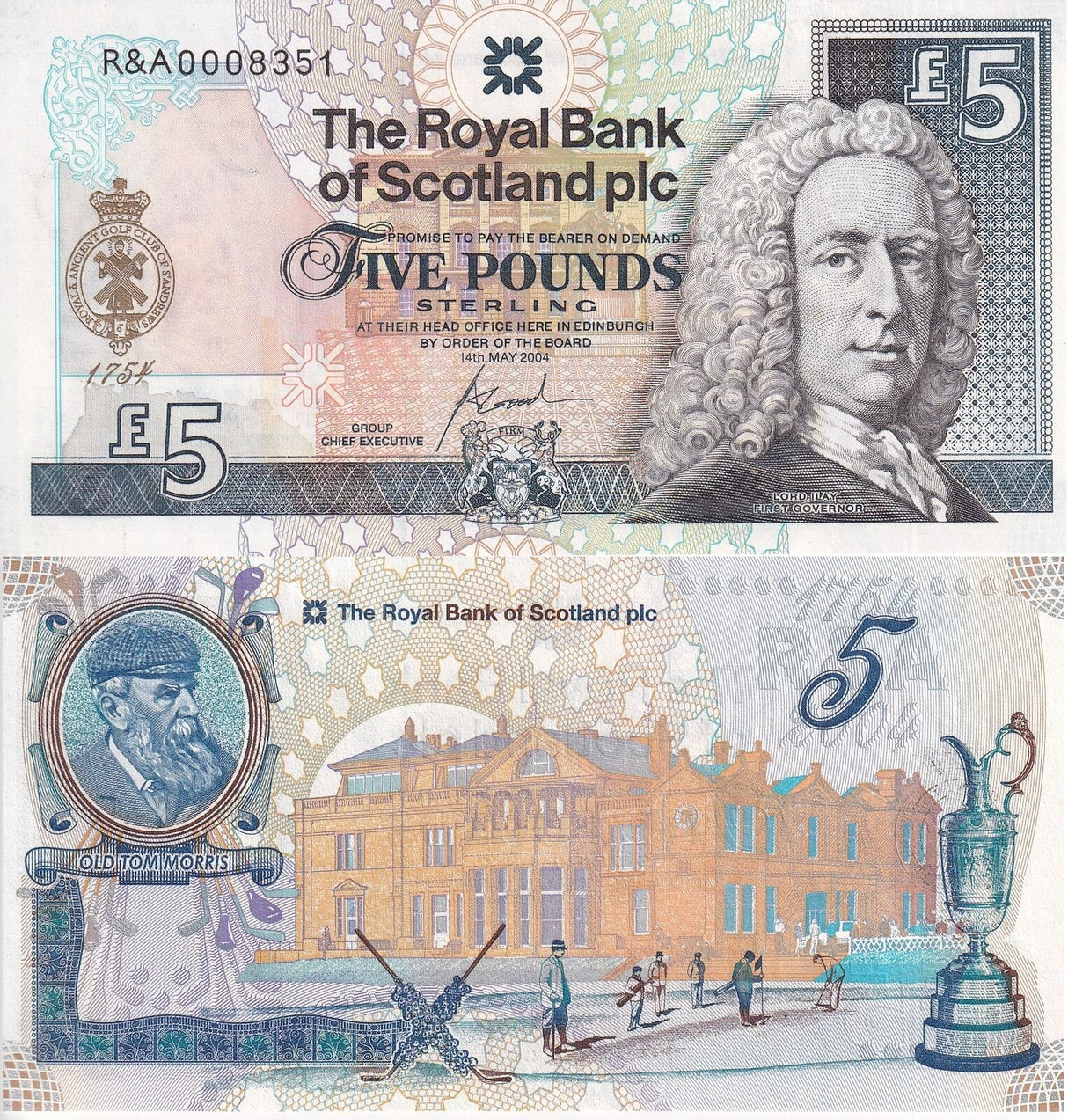 Scotland 5 pounds 2004 Commemorative 250TH Golf Club P 363 UNC