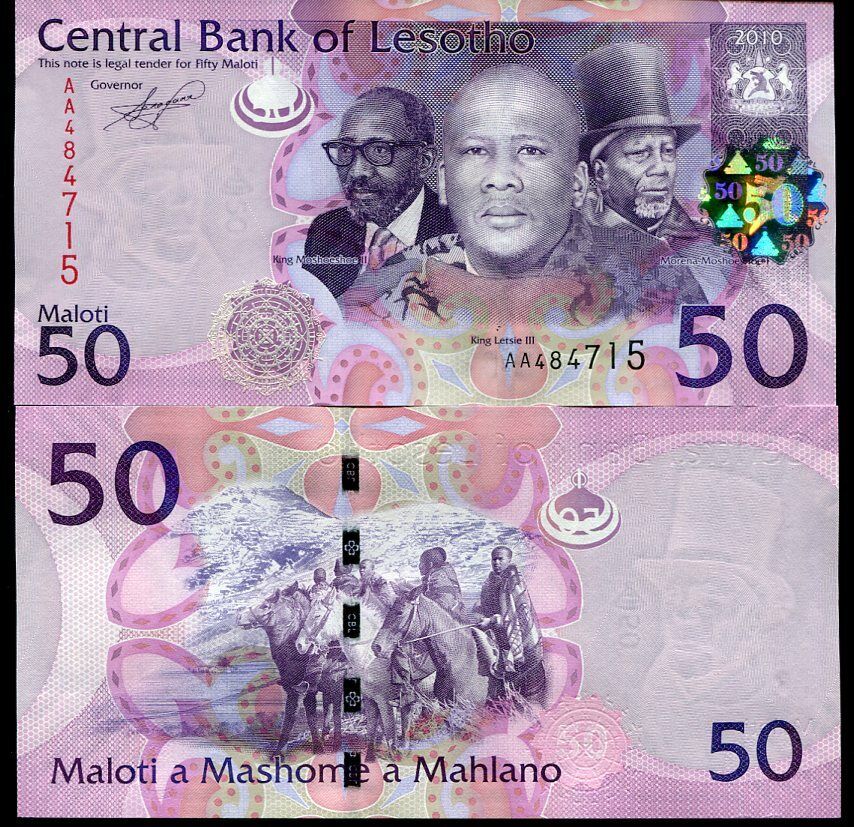 Lesotho 50 Maloti 2010 P 23 a AA Prefix UNC