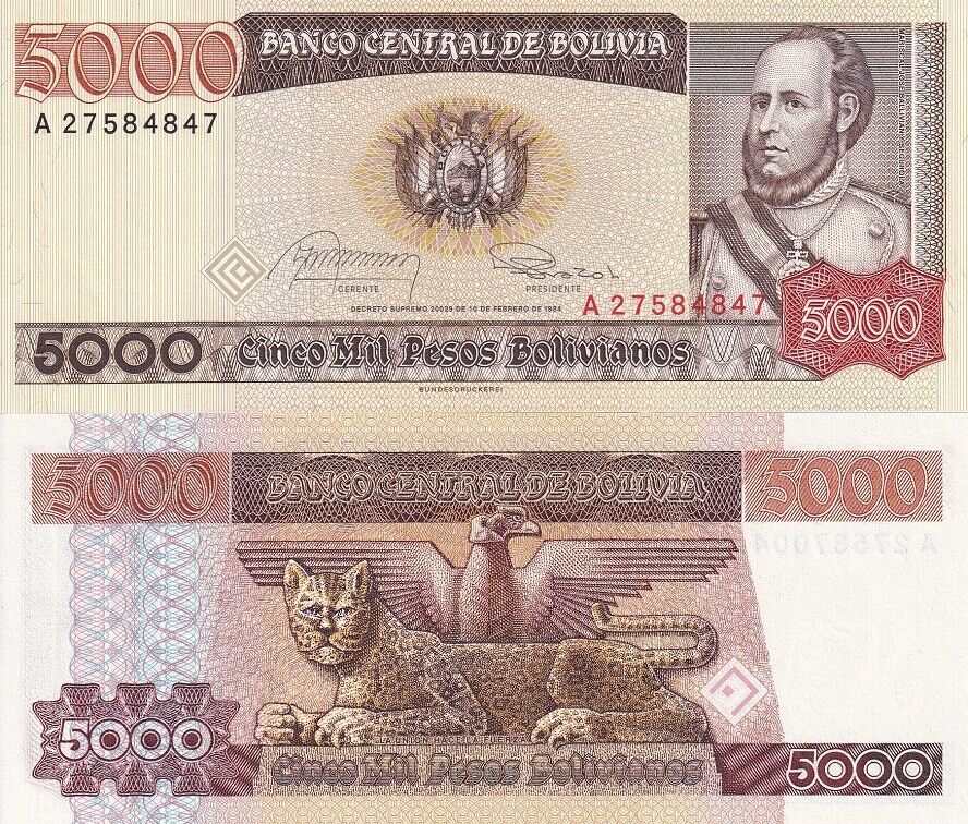 Bolivia 50000 Pesos 1984 P 168 UNC
