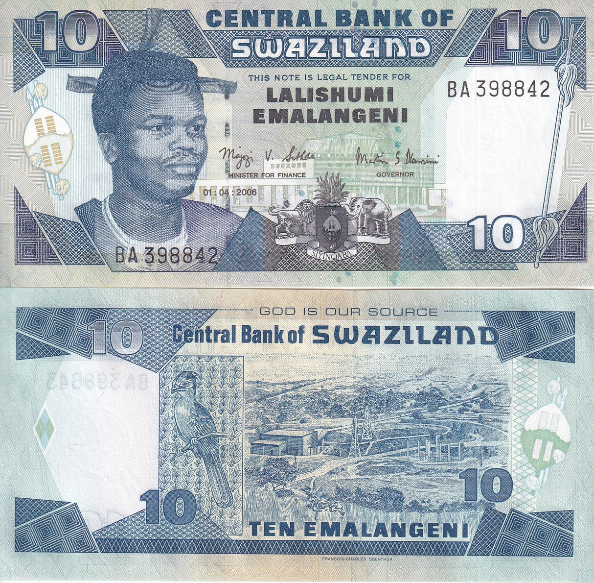Swaziland 10 Emelangeni 2006 P 29 UNC