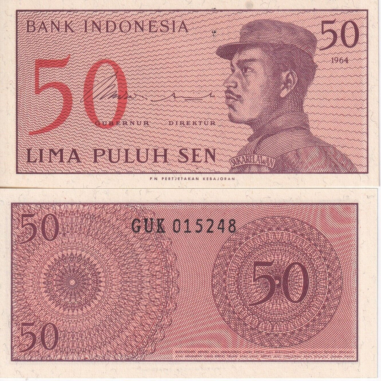 Indonesia Set 4 Pcs 1 5 10 50 Sen 1964 P 90 91 92 94 UNC