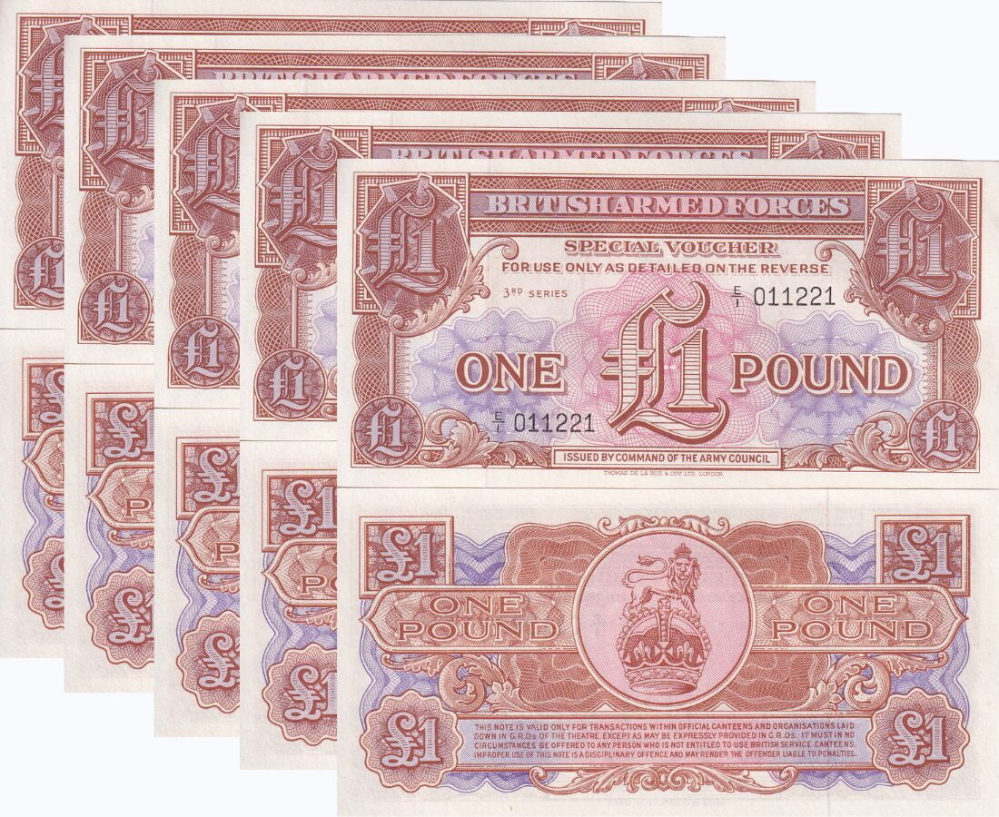Great Britain 1 Pound British Armed Forces ND 1956 P M29 UNC LOT 5 PCS