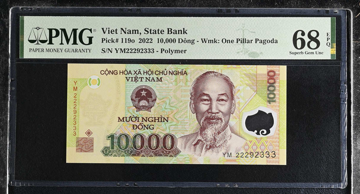 Vietnam 10000 Dong 2022 Polymer P 119 o Superb Gem UNC PMG 68 EPQ