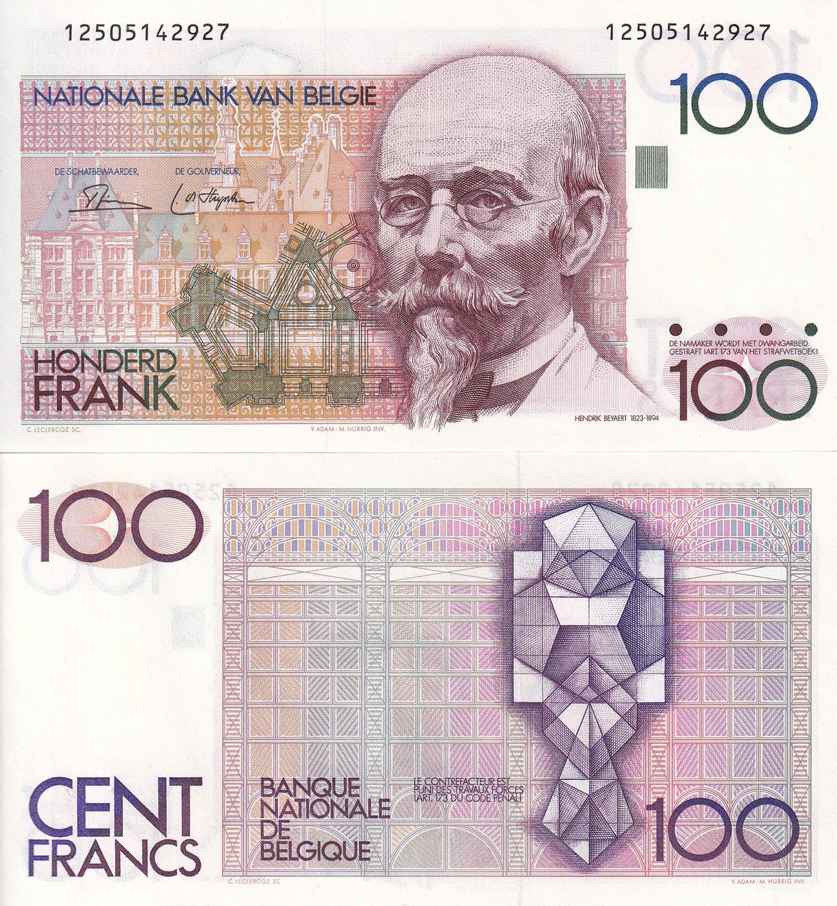Belgium 100 Francs ND 1978-1981 P 140 UNC