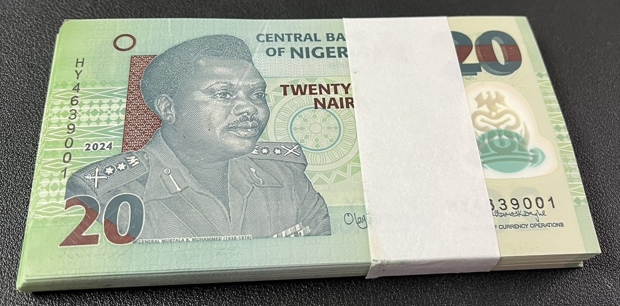 Nigeria 20 Naira 2024 P 34 Polymer AUnc Damage Printing LOT 100 PCS See Scan