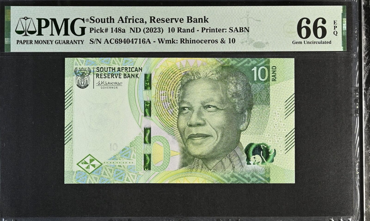 South Africa 10 Rand ND 2023 P 148 a Gem UNC PMG 66 EPQ