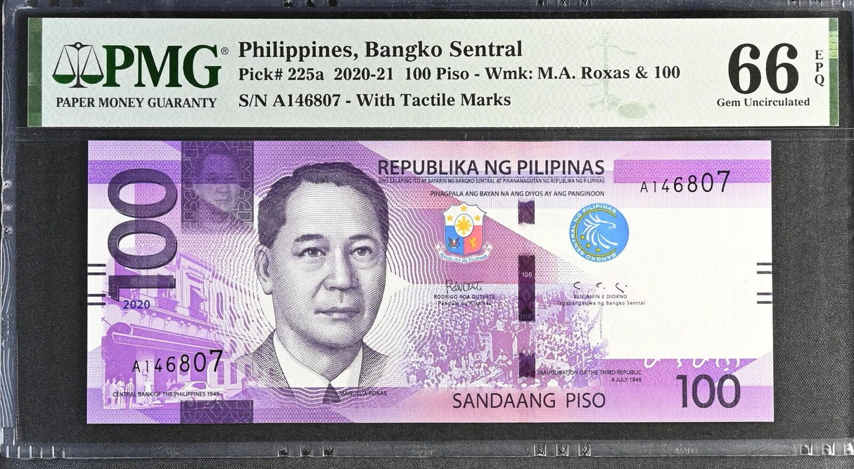 Philippines 100 Pesos 2020 P 225 a Gem UNC PMG 66 EPQ